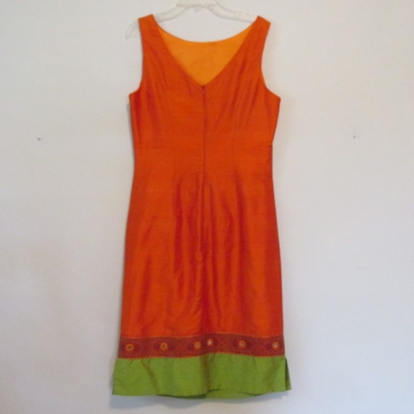 Embroidered Sleeveless Silk Dress, Size 8 - Picture 2 of 6